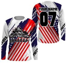 Load image into Gallery viewer, Patriotic Personalized Dirt Bike Jersey UPF30+ Brap MX Racing American Flag Motocross Shirt NMS1252