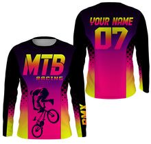 Load image into Gallery viewer, Pink MTB racing jersey girls boys UPF30+ mountain bike gear mens cycling jersey kids riding shirt| SLC277