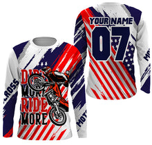 Load image into Gallery viewer, Patriotic Motocross Jersey UPF30+ Dirt More Ride More Custom Dirt Bike Racing American Flag Shirt NMS1276