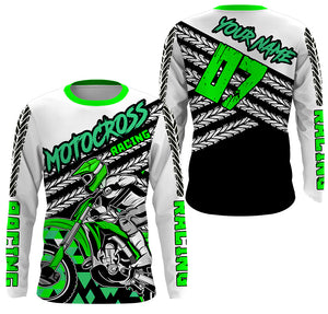 Kid&adult custom Dirt Bike jersey green UPF30+ extreme motocross racing shirt off-road motorcycle PDT413