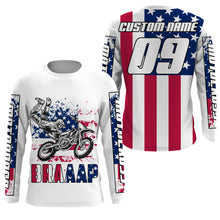 Load image into Gallery viewer, US flag Brap custom motocross jersey kid men women UPF30+ dirt bike Patriotic offroad motorcycle NMS964