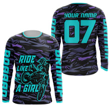 Load image into Gallery viewer, Ride Like A Girl Personalized MX Racing Jersey Girls Women Motocross Dirt Bike Long Sleeves NMS1111