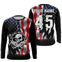 Load image into Gallery viewer, US Flag Extreme Motocross personalized jersey UPF30+ Skull Patriotic motorcycle dirt bike racing NMS1064