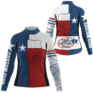 Texas flag Women's cycling jersey - Bike shirt with full zipper 3-rear pockets MTB BMX cycle gear| SLC141