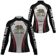 Load image into Gallery viewer, Black California cycling jersey for men &amp; women with 3 pockets UPF50+ full zip MTB BMX bike shirt| SLC158