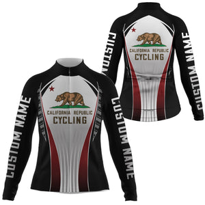 Black California cycling jersey for men & women with 3 pockets UPF50+ full zip MTB BMX bike shirt| SLC158