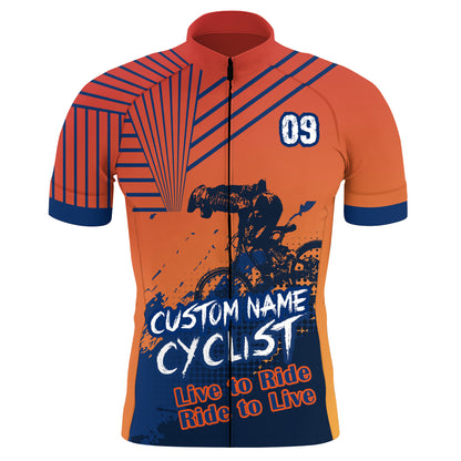 Live to ride Custom mens cycling jersey UPF50+ Road biking tops Bicycle clothes with 3 pockets| SLC05