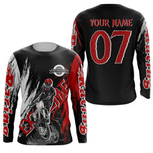 Load image into Gallery viewer, Motocross off-road jersey black red UPF30+ youth adult custom dirt bike racing long sleeve shirt PDT188