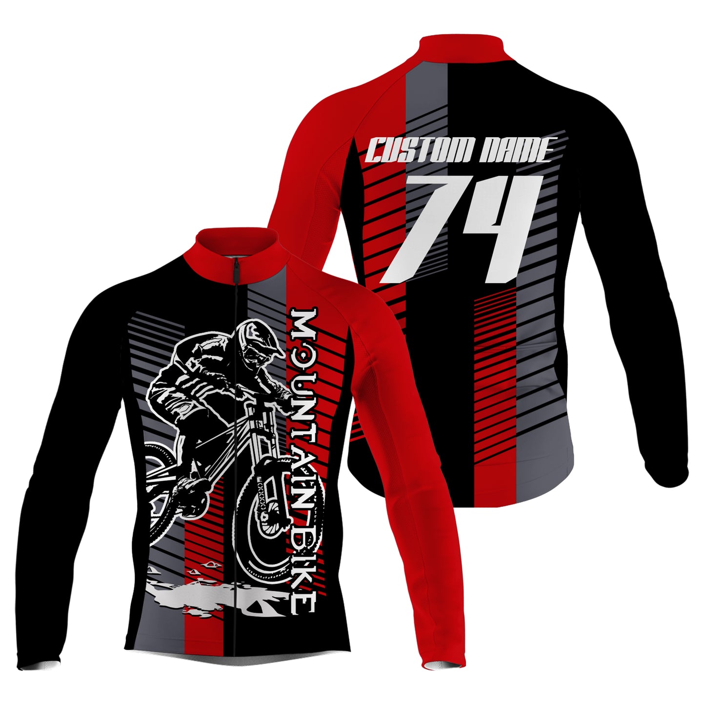 Custom Mens Womens MTB Cycling Jersey Mountain Bike Red&Black Bicycling Downhill Rider Racing| NMS816