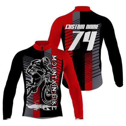 Custom Mens Womens MTB Cycling Jersey Mountain Bike Red&Black Bicycling Downhill Rider Racing| NMS816