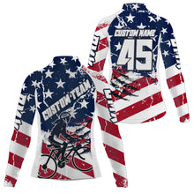 Load image into Gallery viewer, American Women BMX cycling jersey with pockets UPF50+ Custom USA cycle gear Breathable biking tops| SLC67