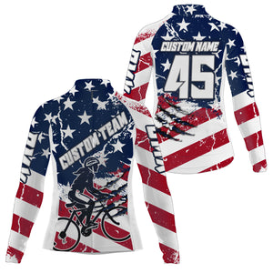 American Women BMX cycling jersey with pockets UPF50+ Custom USA cycle gear Breathable biking tops| SLC67