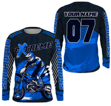Load image into Gallery viewer, Personalized blue UPF30+ Motocross riding jersey extreme MX racing dirt bike off-road motorcycle  PDT39