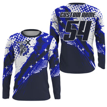 Load image into Gallery viewer, Youth kid adult custom jersey for Motocross UPF30+ blue MX shirt biker extreme off-road motorcycle PDT98