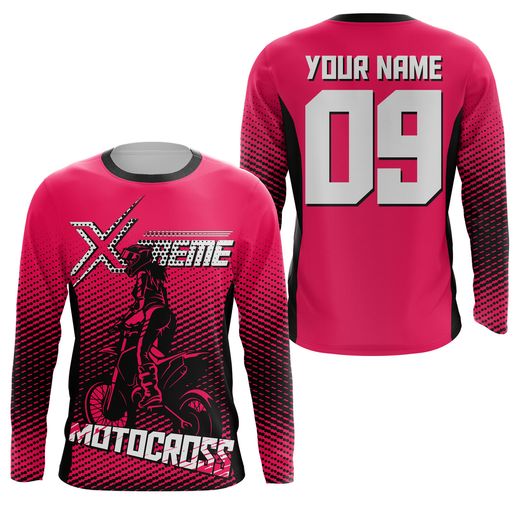 Extreme Motocross jersey biker girl custom number kid&adult MX racing UPF30+ youth off-road shirt PDT216