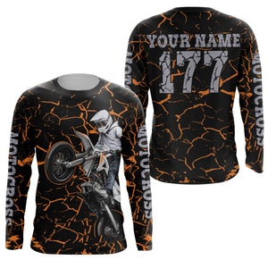 Youth kid adult Motocross racing jersey orange shirt custom UV protective off-road MX extreme biker PDT34