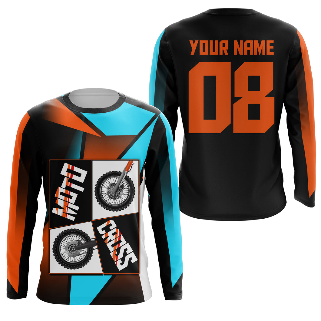 MotoCross Personalized Jersey UPF30+ Kid Adult MX Racing Dirtbike Tire Long Sleeves NMS1124