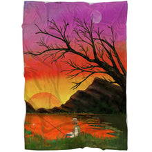 Load image into Gallery viewer, Beautiful Sunset fishing ChipteeAmz&#39;s art soft fleece throw blanket, gift for fishing lovers AT056