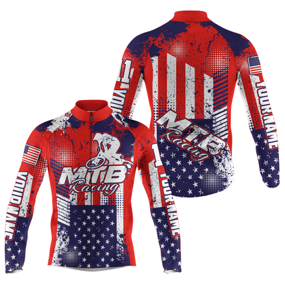 American MTB cycling jersey mens UPF50+ USA Mountain bike gear Breathable biking tops with pockets| SLC91