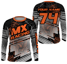 Load image into Gallery viewer, Youth men orange personalized Motocross riding jersey dirt bike off-road shirt  UPF30+ motorcycle PDT131