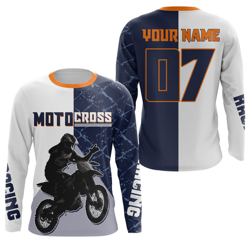 Personalized Motocross off-road jersey white UPF30+ dirt bike men kid women long sleeves motorcycle PDT171