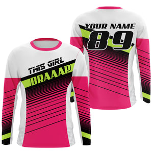 This Girl Brap custom motocross jersey for women girls pink dirt bike racing motorcycle biker NMS1007