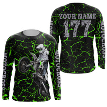 Load image into Gallery viewer, Youth kid adult Motocross racing jersey green shirt custom UV protective off-road MX extreme biker PDT35
