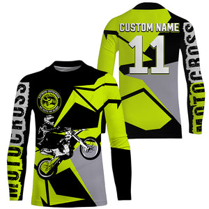 Youth men women Motocross racing jersey personalized UPF30+ biker extreme off-road green MX shirt PDT255