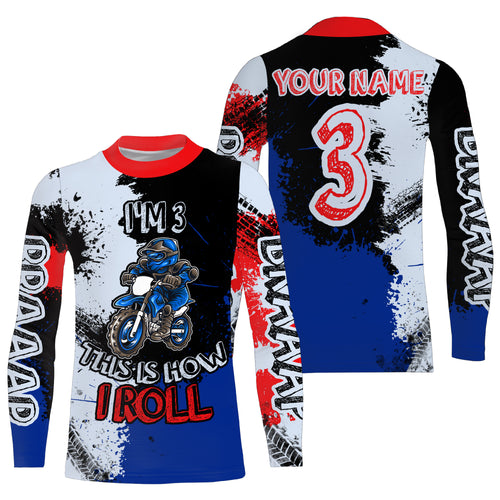 Kids custom motocross jersey UPF30+ This Is How I Roll dirt bike boys girls MX racing long sleeves NMS1070