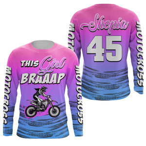 This Girl Brap custom motocross jersey for women girls UPF30+ pink dirt bike off-road motorcycle NMS965