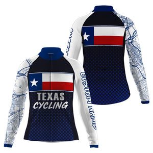 Texas flag women's cycling jersey with full zipper 3-rear pockets UPF50+ bicycle MTB BMX clothes| SLC142