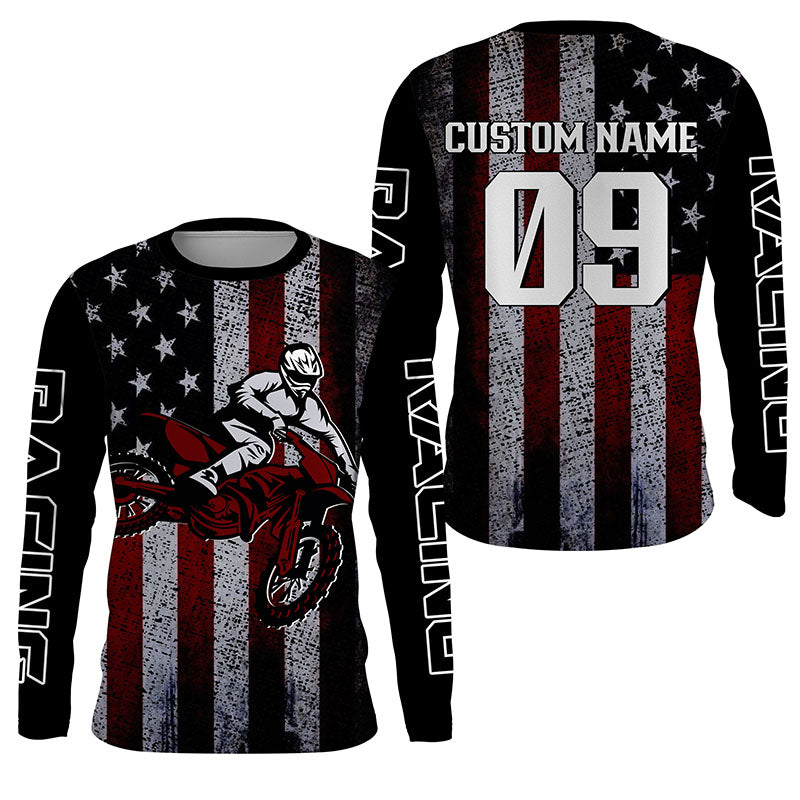 USA Motocross jersey men women kid Patriotic UPF30+ extreme dirt bike racing shirt motorcycle PDT276