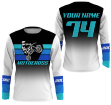Load image into Gallery viewer, Kid men women jersey Motocross blue white custom dirt bike UV MX off-road motorcycle racing shirt PDT174