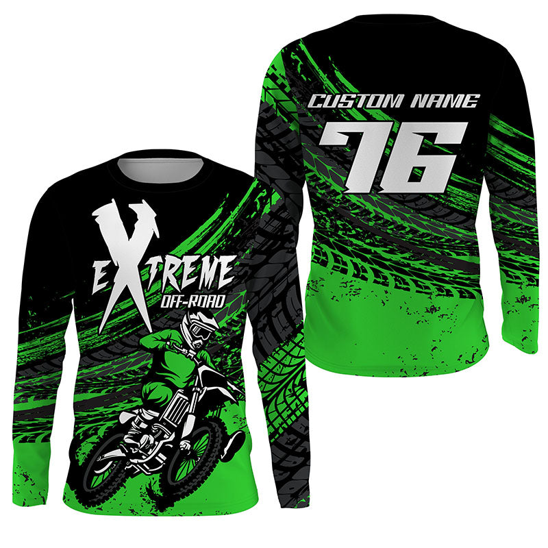 Personalized extreme MX racing jersey kid men women green Motocross shirt UPF30+ motorcycle biker  PDT309