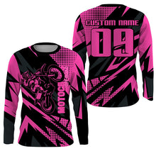 Load image into Gallery viewer, Girls Women UV Motocross Jersey Personalized MX Racing Pink Dirt Bike Off-road Long Sleeves NMS1224