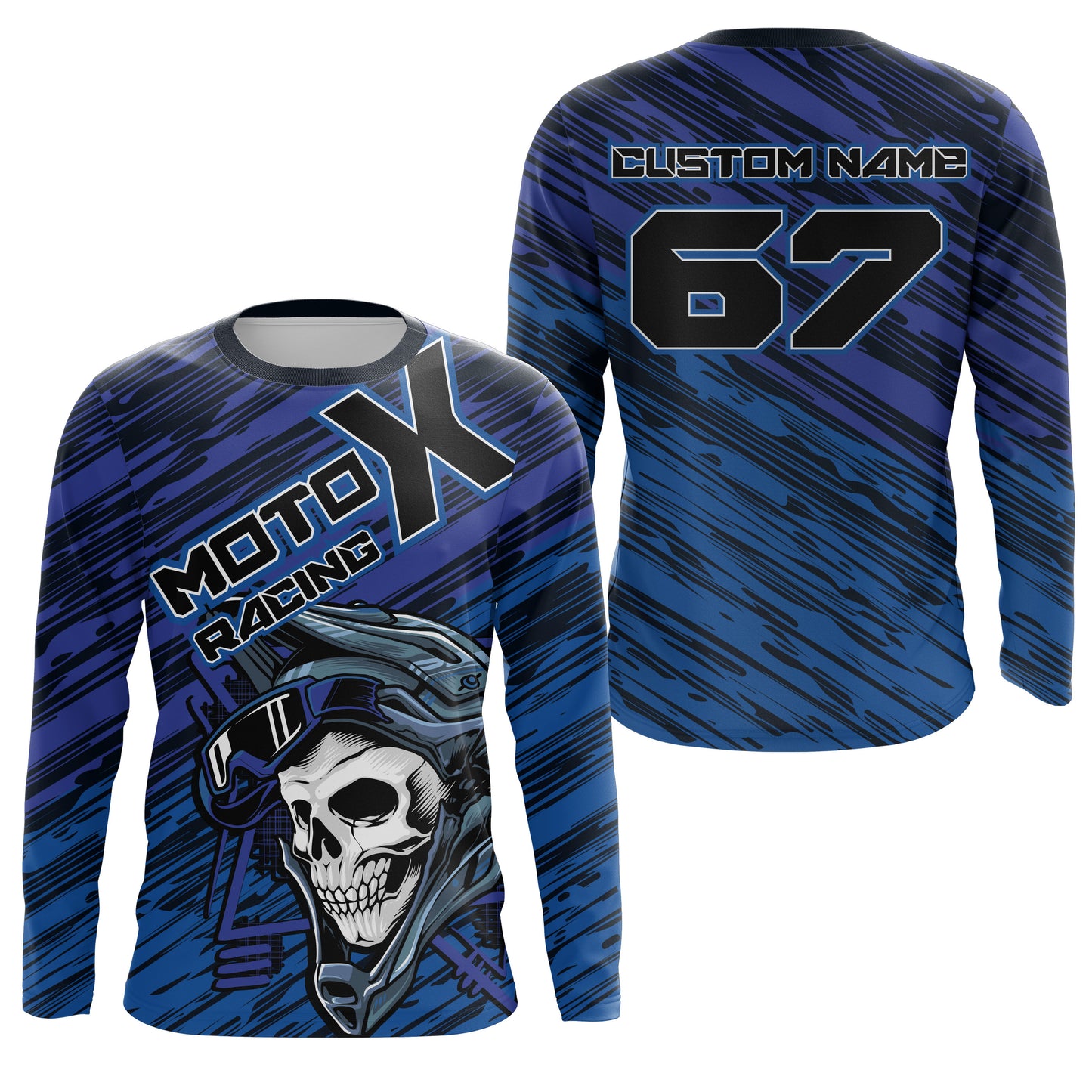 Motocross jersey youth adult blue MotoX personalized skull dirt bike off-road UV riding motorcycle PDT162