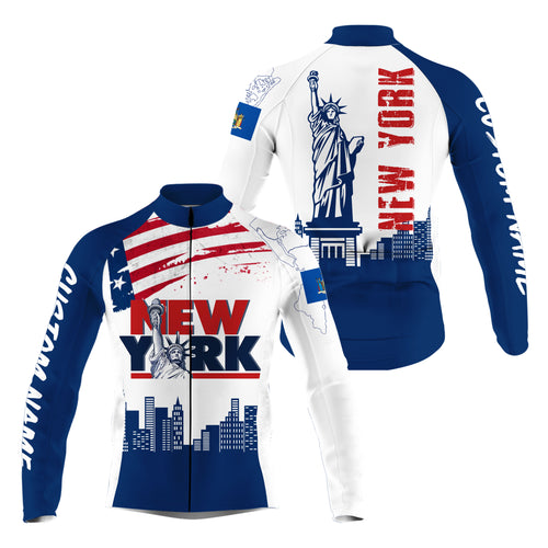 New York Men cycling jersey UPF50+ NYC bike shirt with 3 pockets Custom name USA cycling gear| SLC130