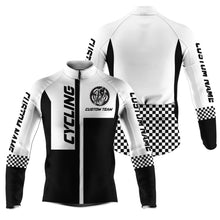 Load image into Gallery viewer, Black &amp; White men cycling jersey Custom UV cycle gear with 3 pockets full zipper Bicycling shirt| SLC120