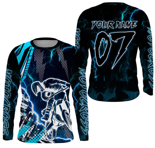 MotoX extreme custom jersey UPF30+ kid&adult Motocross blue dirt bike shirt racing motorcycle PDT46