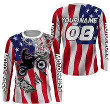 Load image into Gallery viewer, American Flag Motocross jersey custom name UV protective adult&amp;kid dirt bike sprocket off-road| NMS900