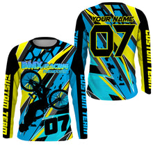 Load image into Gallery viewer, Blue BMX race gear Lightweight UPF30+ sun shirts Custom Kid Youth Adult Cycling BMX racewear| SLC110
