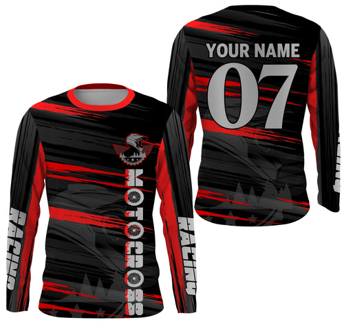 Personalized kids men women red MX jersey UPF30+ Motocross for life racing biker off-road shirt PDT64