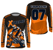 Load image into Gallery viewer, Kid adult youth custom orange UPF30+ Motocross jersey extreme racing MX Off-Road Motorcycle PDT38