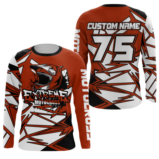 Orange MX jersey custom name&number UPF30+ motocross racing youth&adult off-road motorcycle shirt PDT149