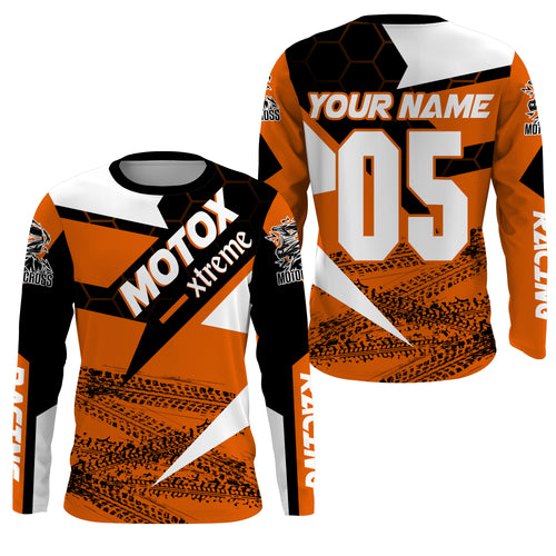 Xtreme orange MotoX custom kid&adult jersey UPF30+ dirt bike off-road MX racing motorcycle shirt PDT48