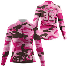 Load image into Gallery viewer, Pink Camo Custom Womens Cycling Jersey Female Biker Riding Road Cycle Mountain Bicycling Shirt| NMS843