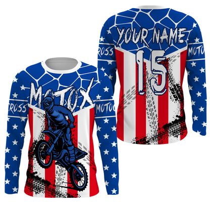 MotoX jersey kid men women flag American dirt bike custom UPF30+ off-road racing motorcycle PDT54