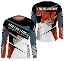 Load image into Gallery viewer, Customized name&amp;number Motocross off-road youth adult UPF30+ dirt bike racing jersey blue and white PDT185