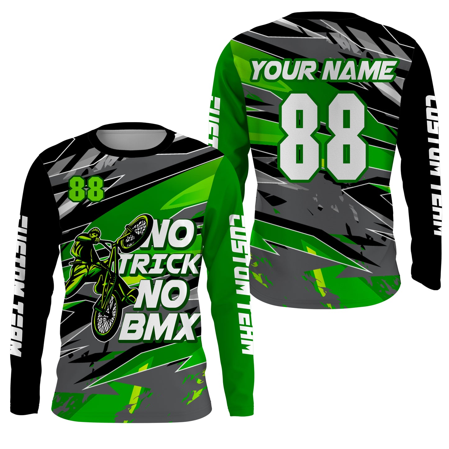 Green BMX racing jersey UPF30+ adult kid BMX shirt Lightweight cycling bicycle motocross gear| SLC111