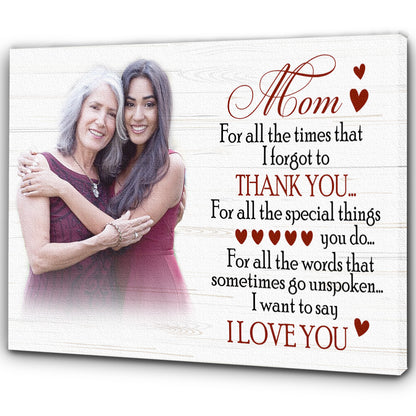 Personalized Mom Canvas| Mom I Love You| Custom Mom Photo Wall Art, Mother's Day Gift, Birthday Gift for Mom, Mother| N1456